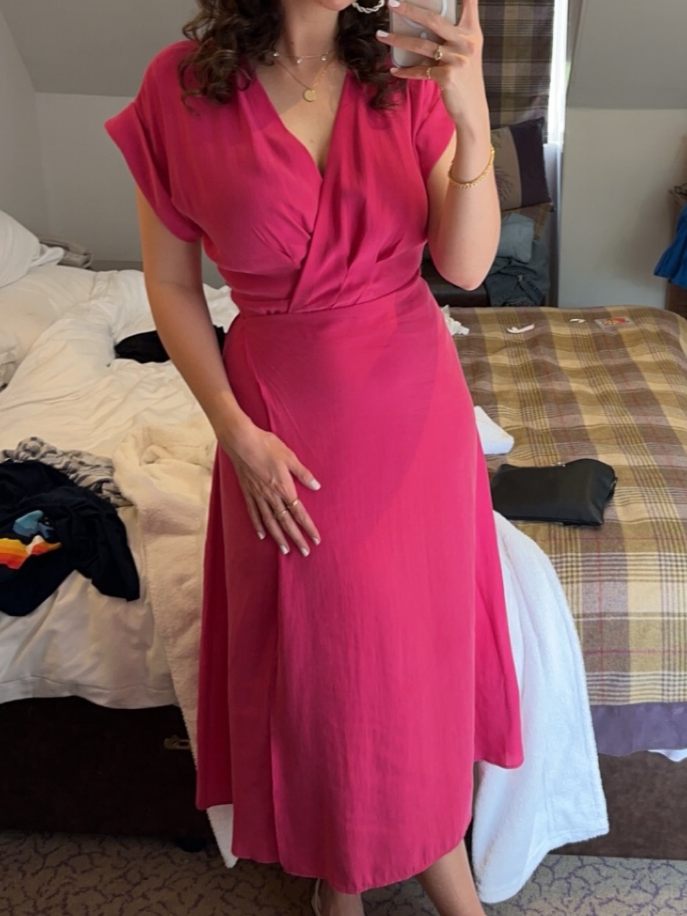 Mango Hot Pink Wrap-Style Maxi Dress
